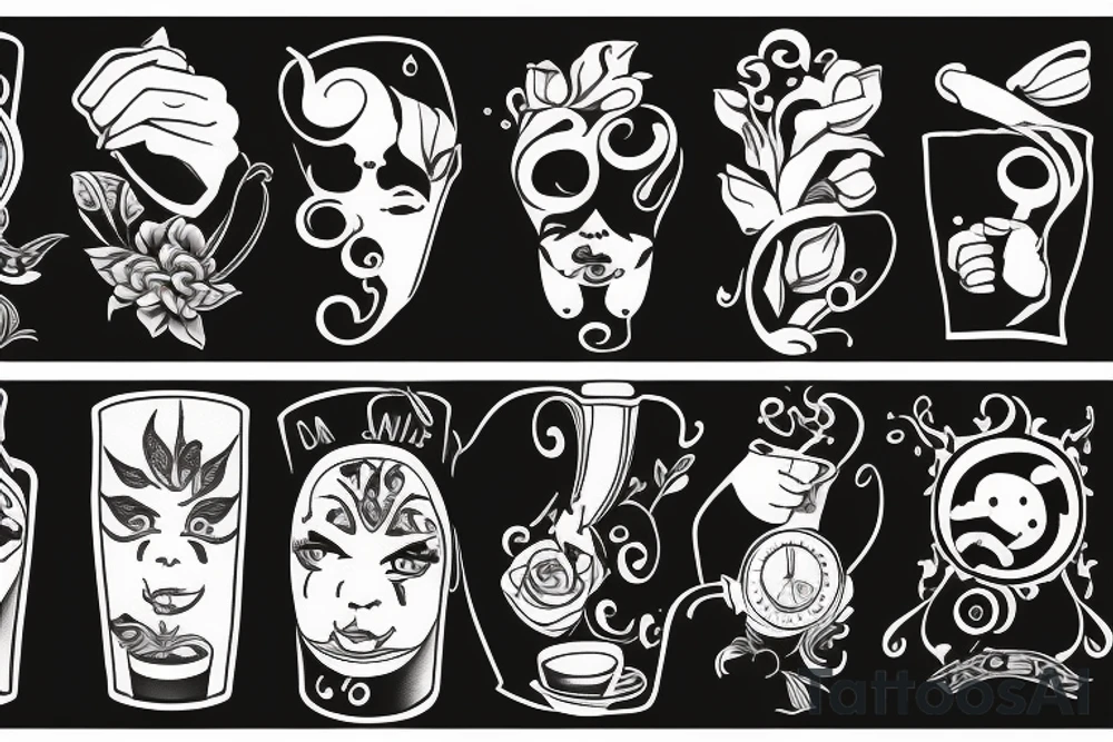 Crying and drinking tea tattoo idea