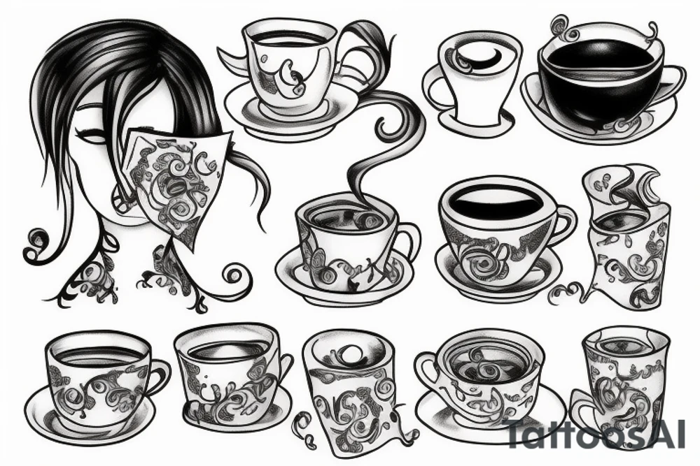 Crying and drinking tea tattoo idea