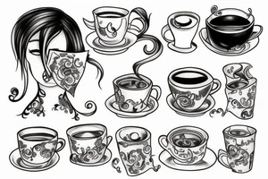 Crying and drinking tea tattoo idea