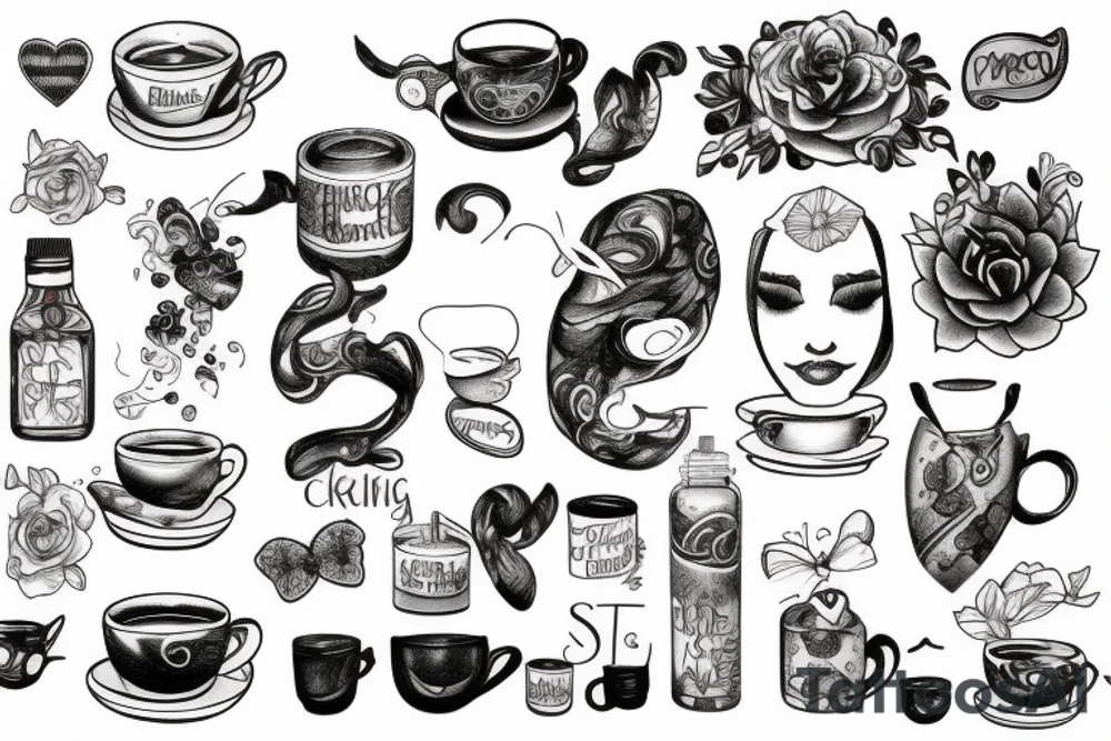 Crying and drinking tea tattoo idea