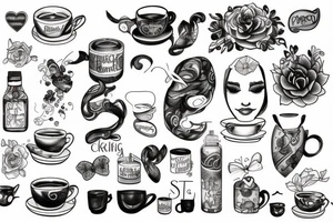 Crying and drinking tea tattoo idea