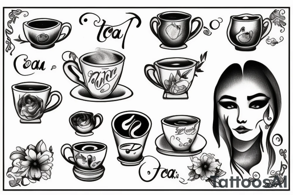 Crying and drinking tea tattoo idea