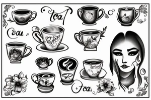 Crying and drinking tea tattoo idea