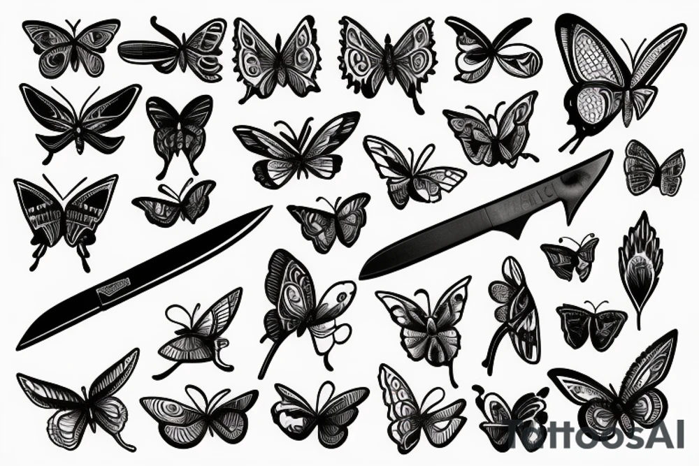 a butterfly knife in his pocket tattoo idea