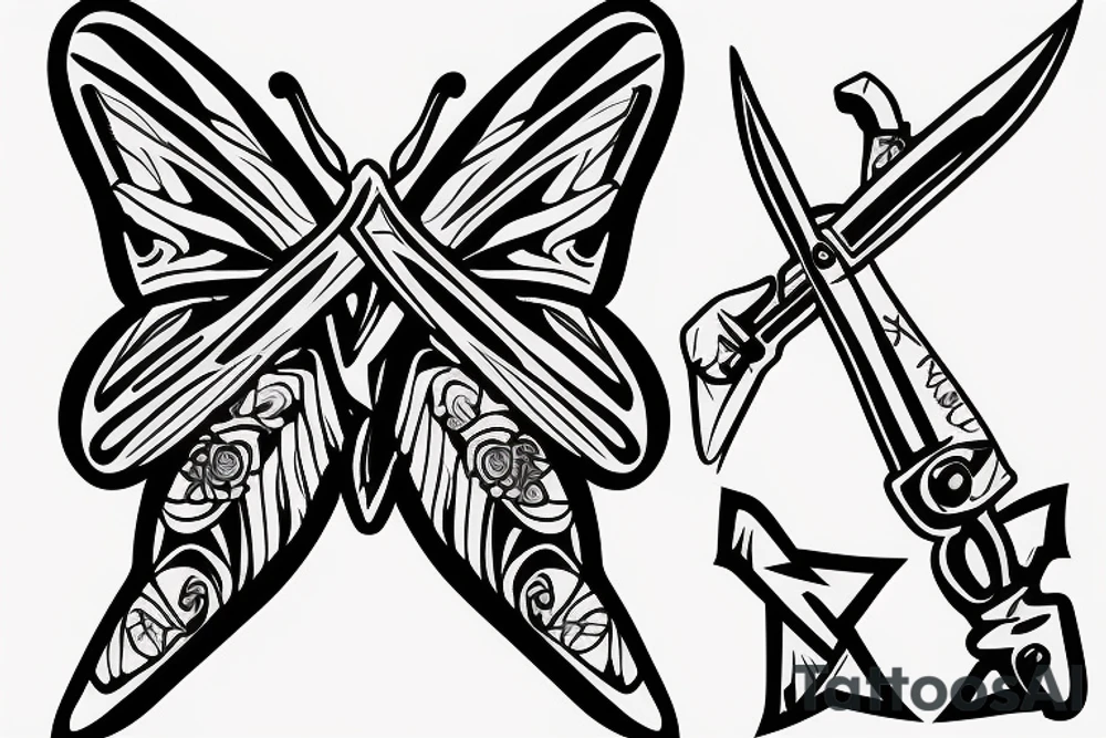 a butterfly knife in his pocket tattoo idea