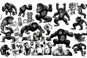Something related to a monkey, gorilla or hulk, plus hacking or computers tattoo idea