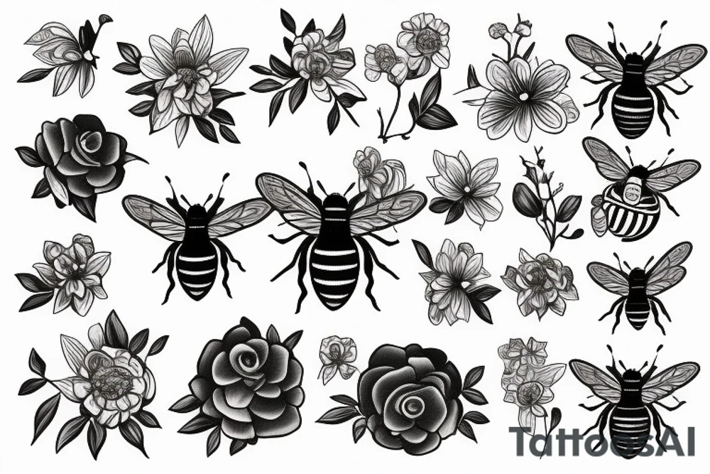 honey bee on a flower tattoo idea