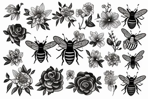 honey bee on a flower tattoo idea