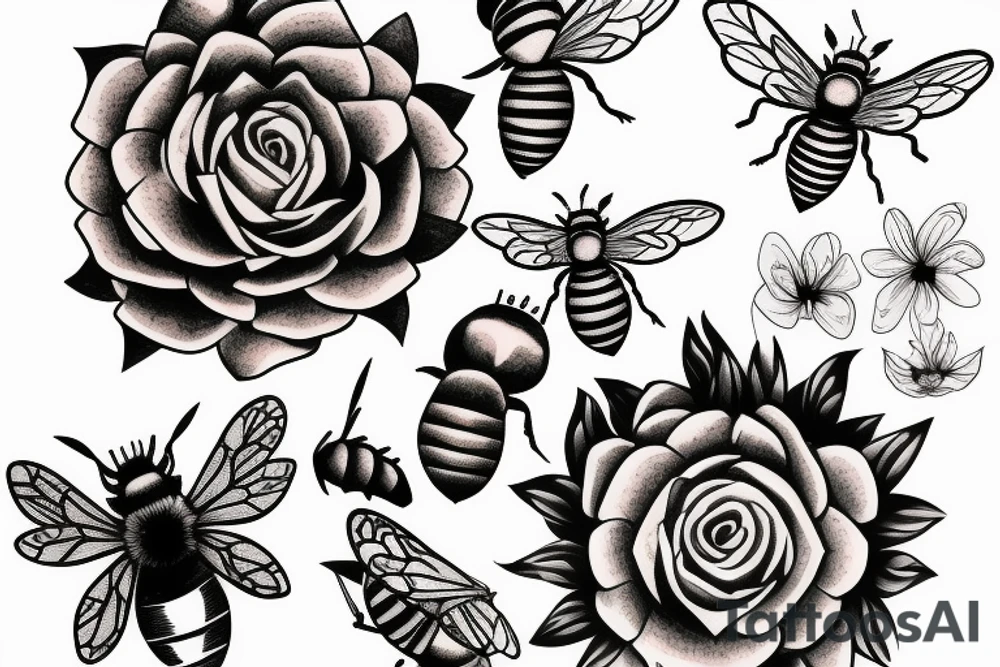 honey bee on a flower tattoo idea