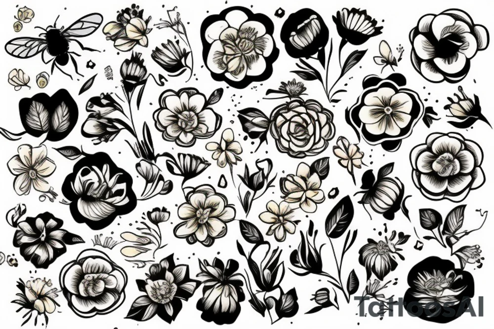 honey bee on a flower tattoo idea