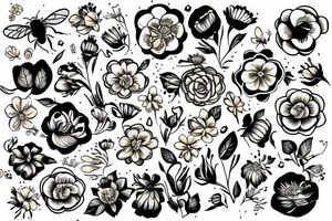 honey bee on a flower tattoo idea