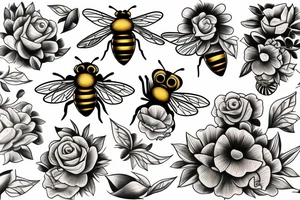 the honey bee on a flower tattoo idea