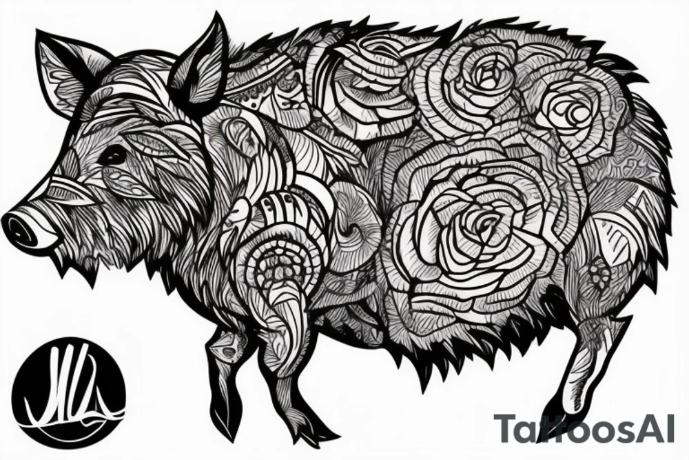 wild boar tattoo idea