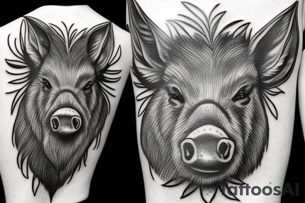 wild boar tattoo idea