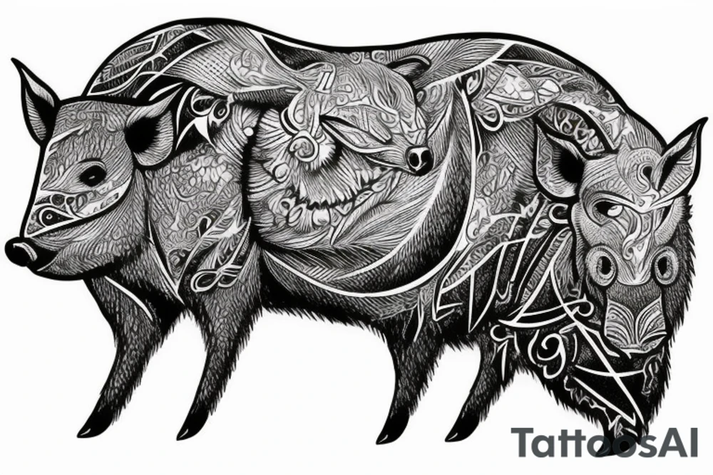wild boar tattoo idea