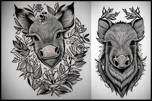 wild boar in a wood tattoo idea