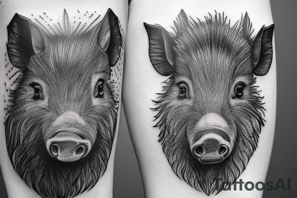 wild boar in a wood tattoo idea