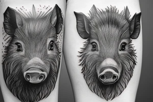 wild boar in a wood tattoo idea