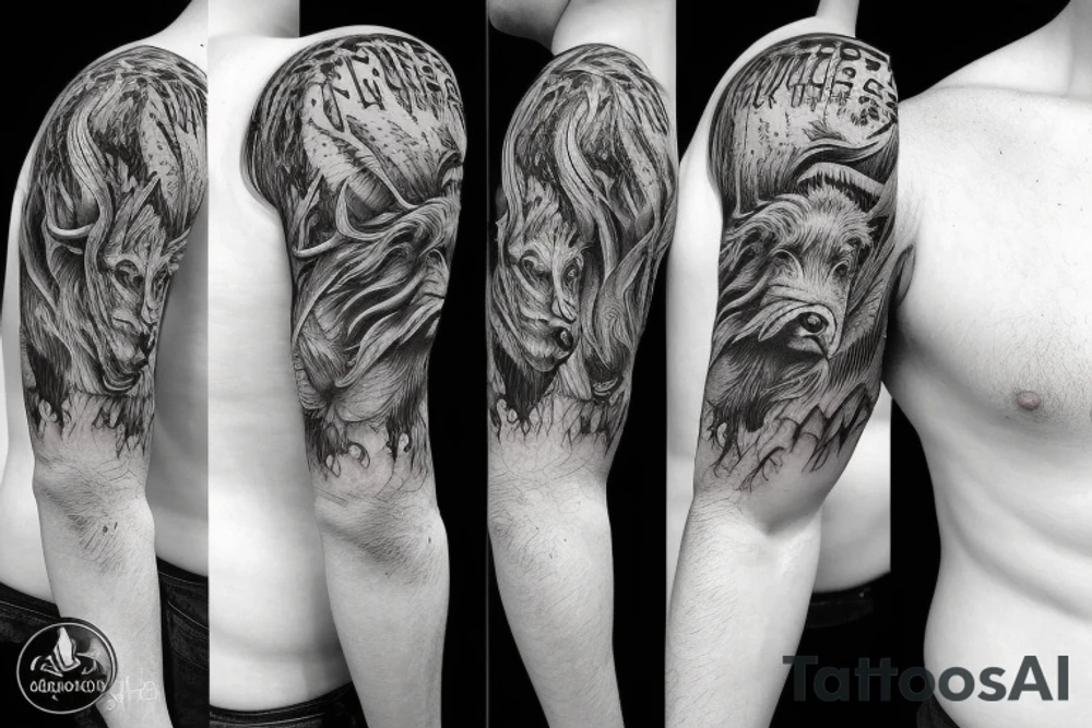 wild boar company in the wood tattoo idea