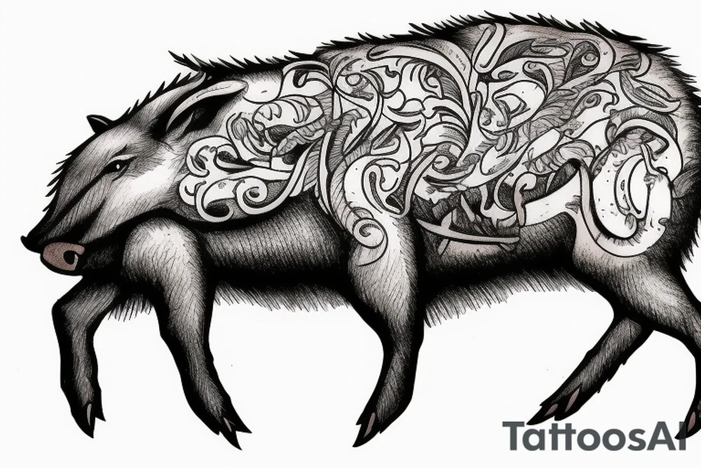 wild boar company in the wood tattoo idea