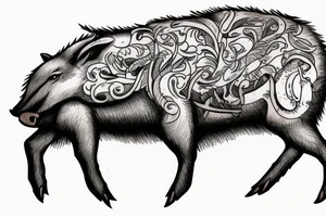wild boar company in the wood tattoo idea