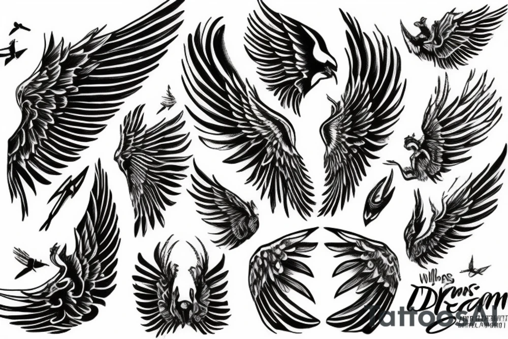 Dreams are the wings for life’s flight tattoo idea