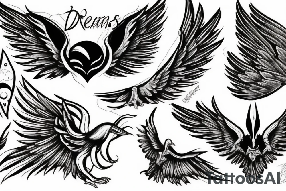 Dreams are the wings for life’s flight tattoo idea