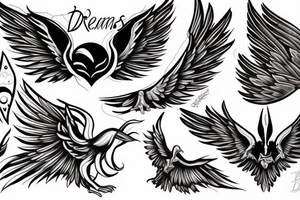 Dreams are the wings for life’s flight tattoo idea