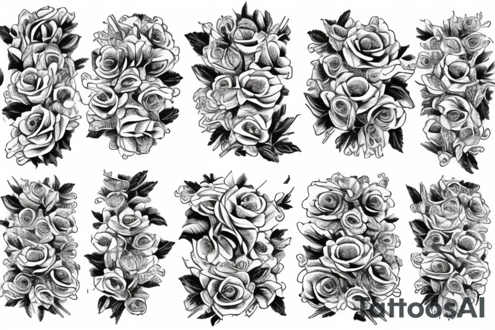 A bouquet of roses with crocodiles tattoo idea