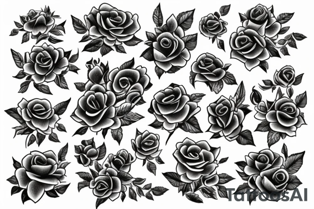 A bouquet of roses with crocodiles tattoo idea