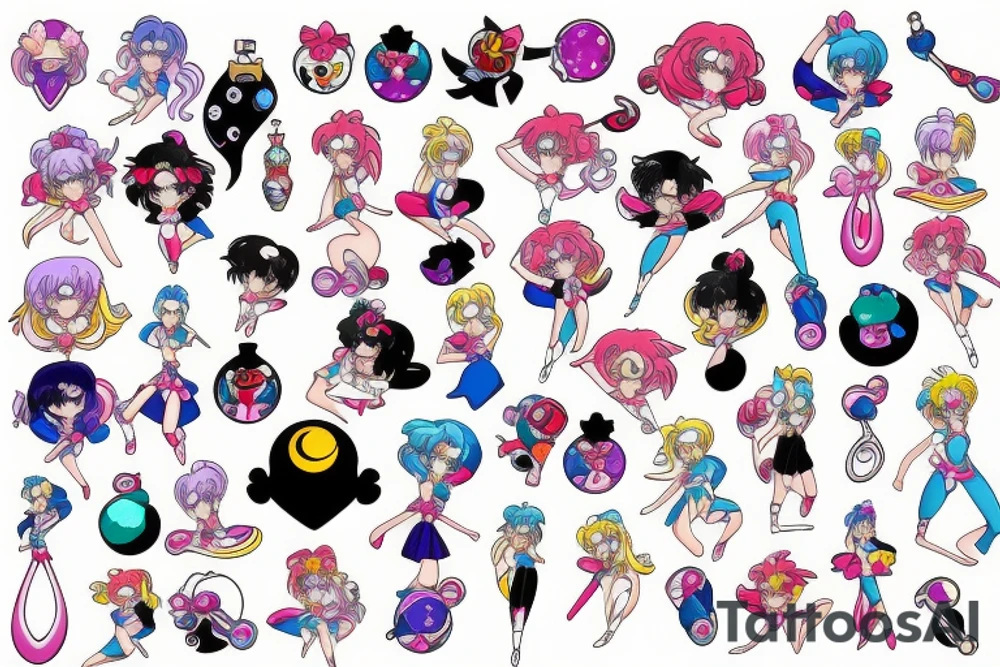 Sailor moon style keyring tattoo idea