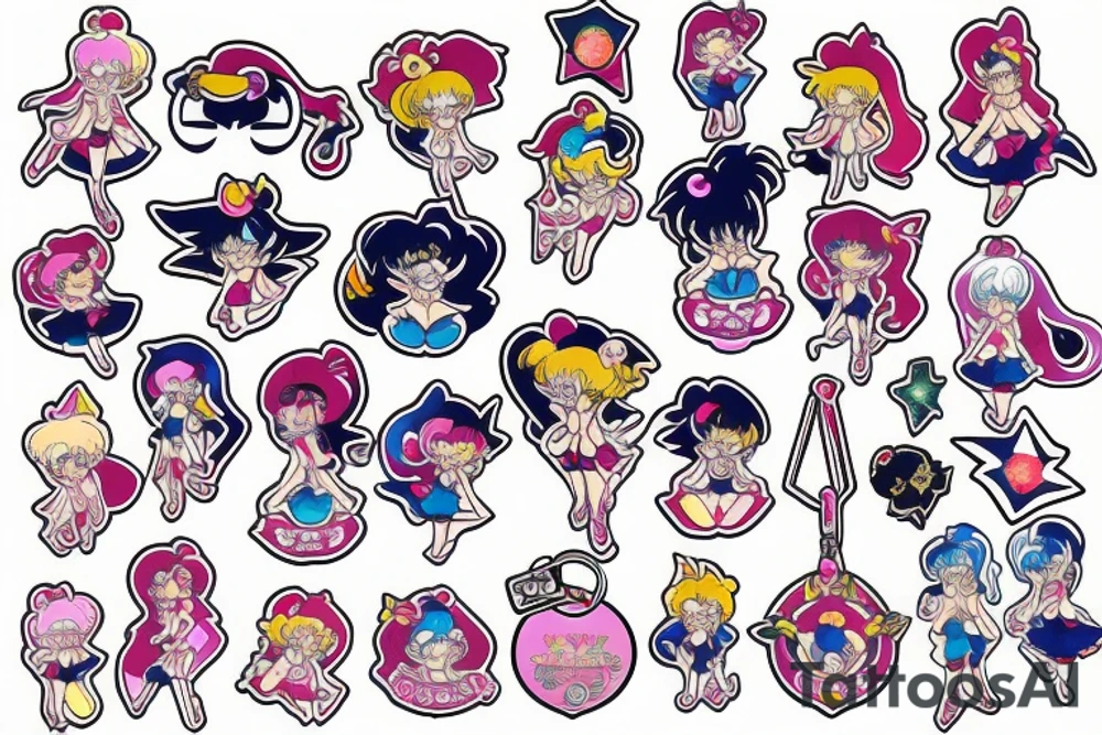 Sailor moon style keyring tattoo idea