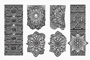 Geometric flowers and henna tattoo idea