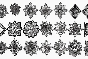 Geometric flowers and henna tattoo idea