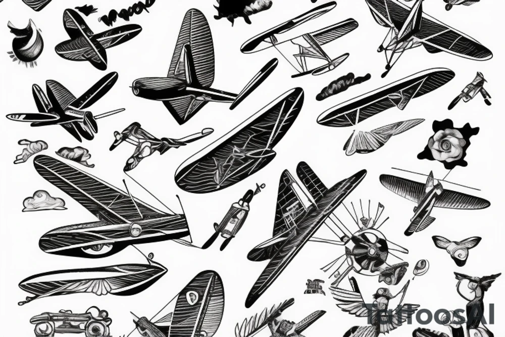 wing walking biplane tattoo idea
