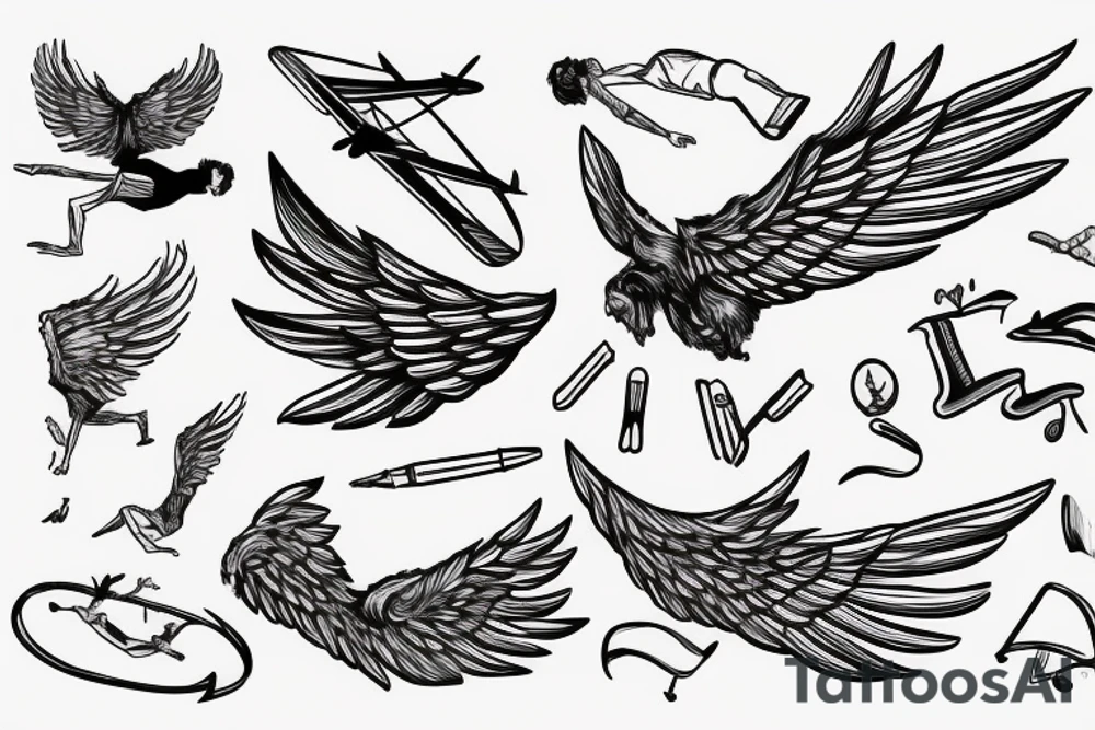human wing walking on a biplane tattoo idea
