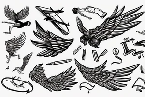 human wing walking on a biplane tattoo idea