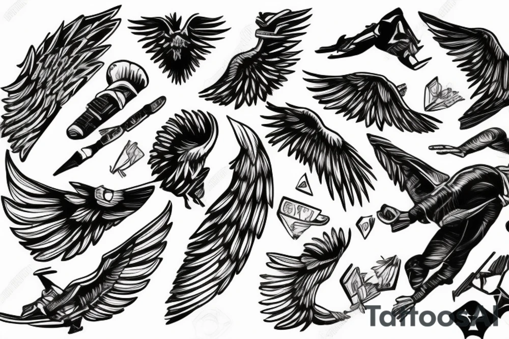 human wing walking on a biplane tattoo idea