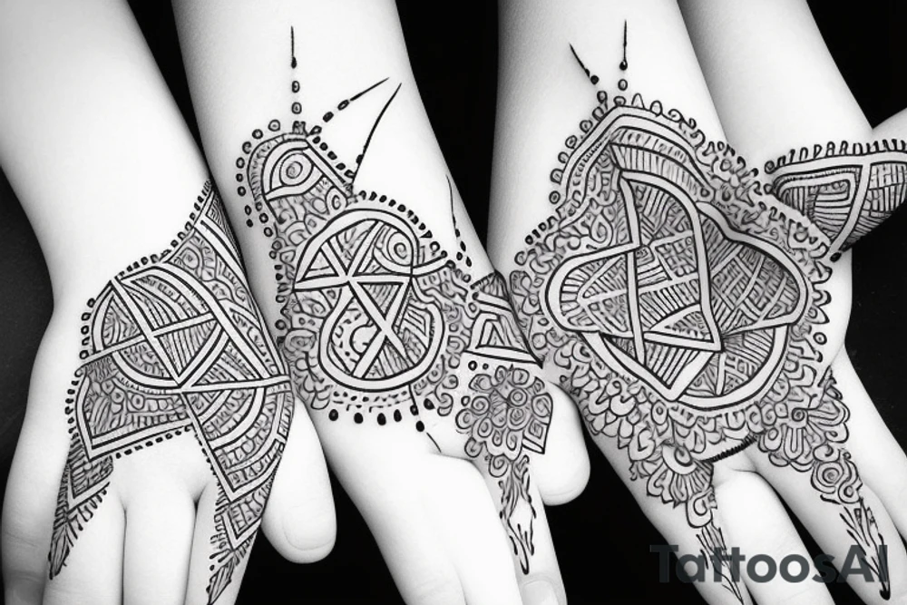 Geometric outline henna design stars tattoo idea