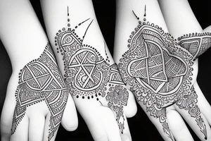 Geometric outline henna design stars tattoo idea