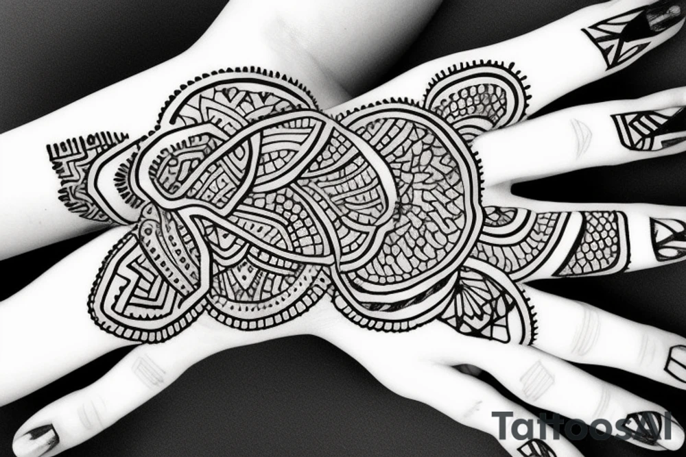 Geometric outline henna design stars tattoo idea