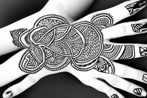 Geometric outline henna design stars tattoo idea