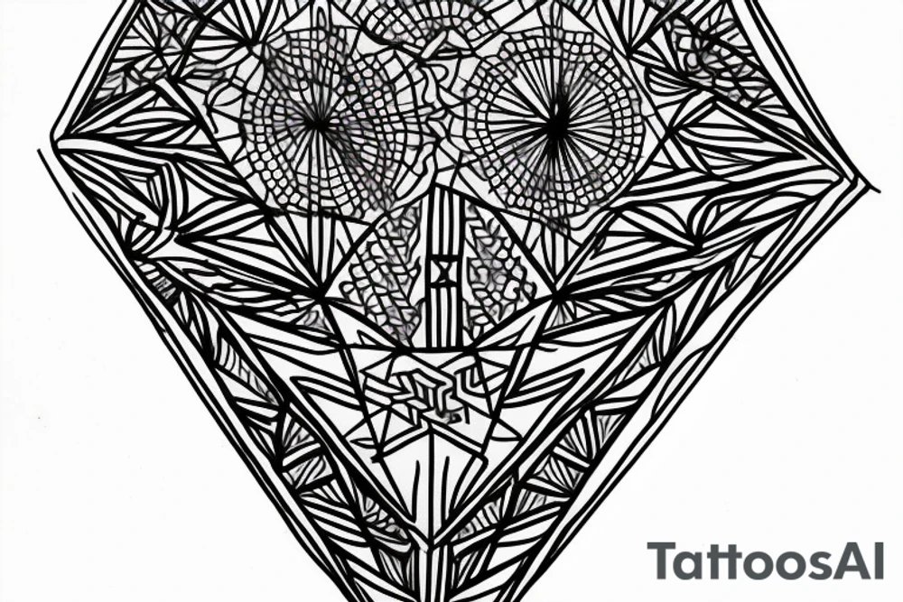 Geometric diamond outline henna tattoo idea