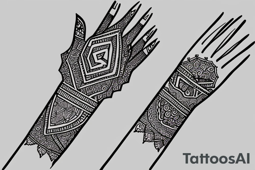 Geometric diamond outline henna tattoo idea