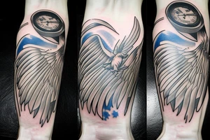 human walking on a biplane wing tattoo idea