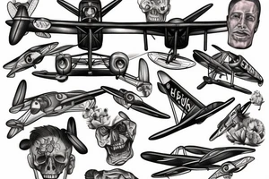 human walking on outside of biplane tattoo idea