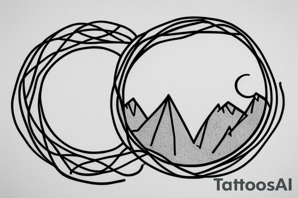 Minimal mountains in a circle tattoo idea