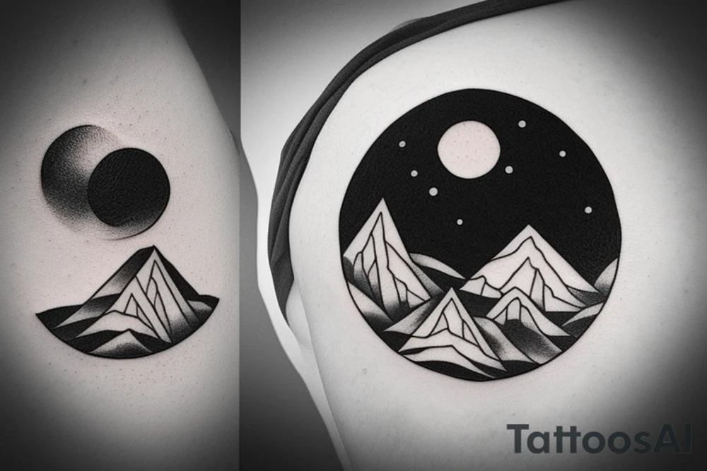 Minimal mountains in a circle tattoo idea