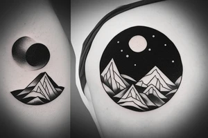 Minimal mountains in a circle tattoo idea