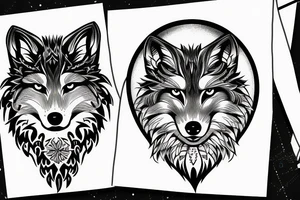 Wolf face with angry and lovable personality tattoo idea